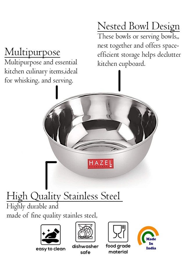 هايزل وعاء هازل من الفولاذ المقاوم للصدأ | طقم أوعية فولاذية للمطبخ | وعاء تقديم طعام، 200 مل، طقم من 3 قطع - Image 3