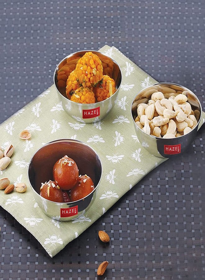 هايزل وعاء هازل من الفولاذ المقاوم للصدأ | طقم أوعية فولاذية للمطبخ | وعاء تقديم طعام، 200 مل، طقم من 3 قطع - Image 2