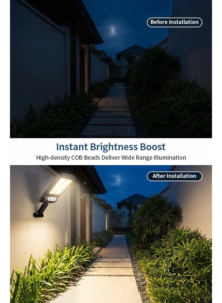 فورثكان مصباح LED شمسي خارجي للجدار والعمود 128 COB، حساس حركة، مقاوم للماء، 3 أوضاع إضاءة مع تحكم عن بُعد، يعمل بالطاقة الشمسية - Image 4