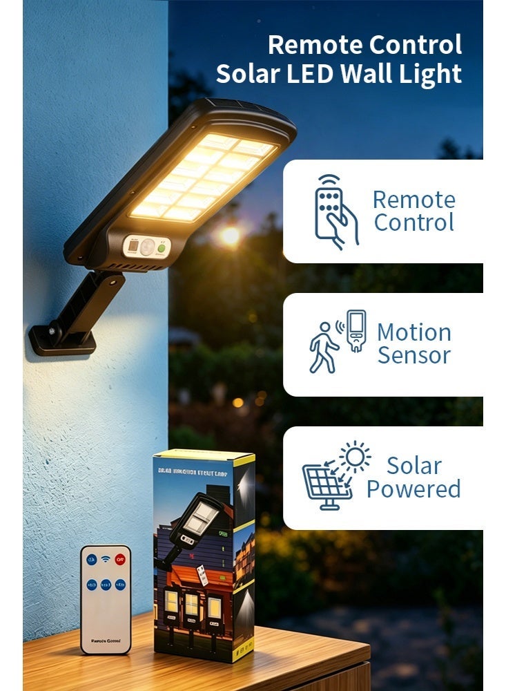 فورثكان مصباح LED شمسي خارجي للجدار والعمود 128 COB، حساس حركة، مقاوم للماء، 3 أوضاع إضاءة مع تحكم عن بُعد، يعمل بالطاقة الشمسية - Image 3