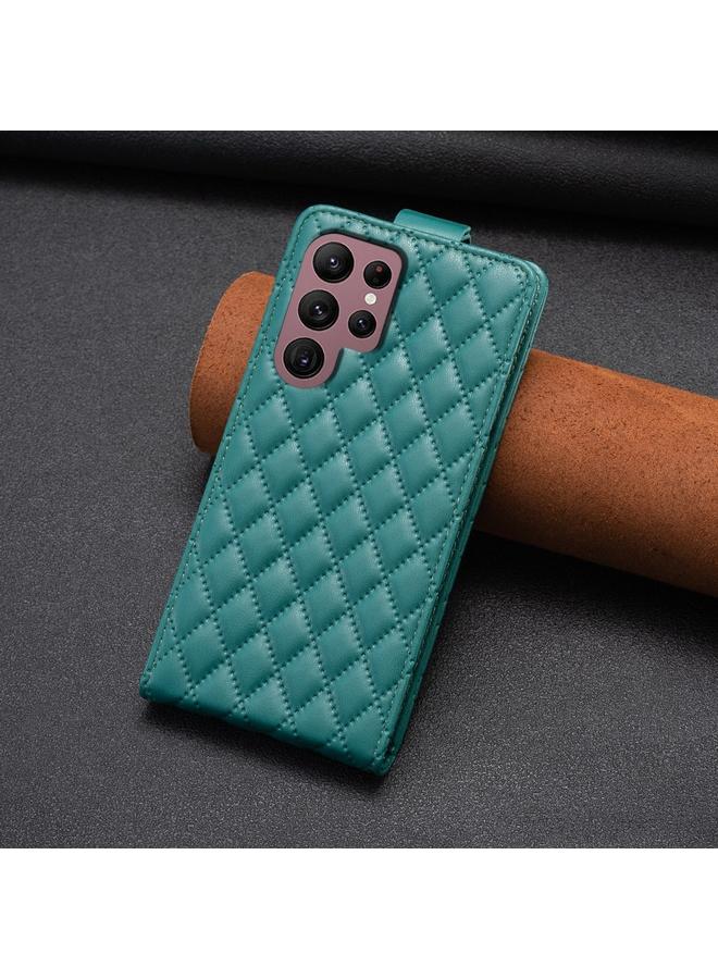 اس-توب جراب لهاتف Samsung Galaxy S22 Ultra 5G، جراب هاتف جلدي شبكي ماسي قابل للطي عموديًا - Image 3