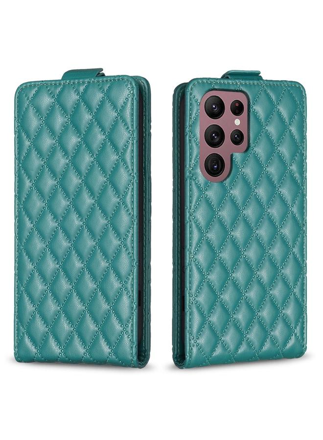 اس-توب جراب لهاتف Samsung Galaxy S22 Ultra 5G، جراب هاتف جلدي شبكي ماسي قابل للطي عموديًا - Image 1