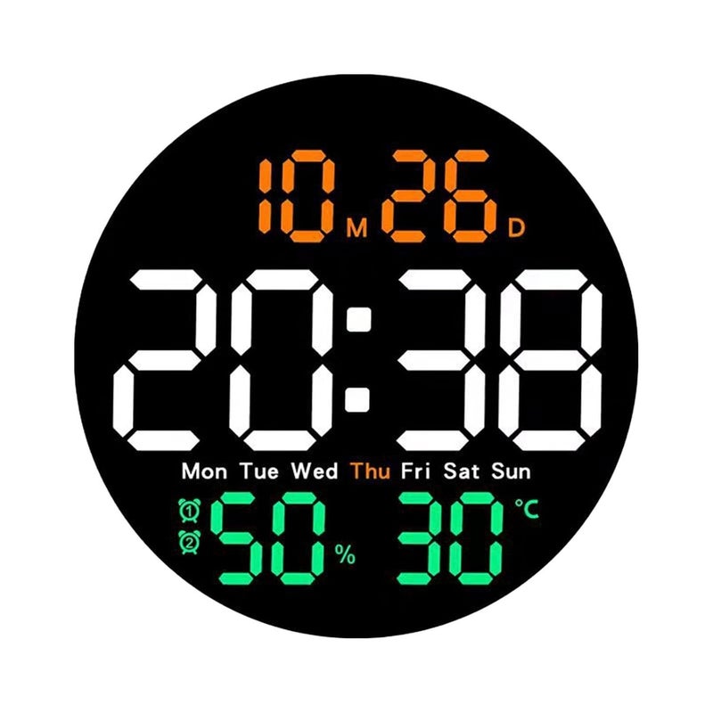 Smitex Plastic Digital Wall Clock for HomeOffice Led Digital Clock Large Display Remote Control AutoBrightness Temperature Alarm ClockDateTimer1224HCable Operated Round