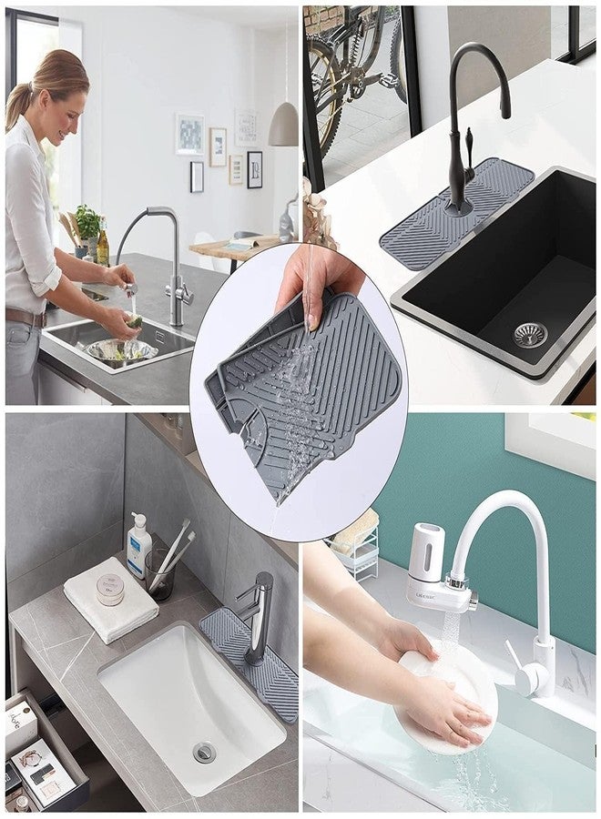 YPTC Silicone Sink Splash Guard for Kitchen Sink | Flexible Faucet Splash Protector Mat | Prevents Water Spills & Keeps Countertop Dry | Washable, Reusable & Install(Multi color) (Sink Drainer Pad) - Image 4