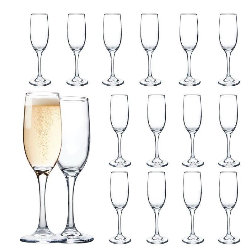 UMEIED Set of 16 Champagne Glasses, Champagne Flutes with Classic Shape, Long stem Sparkling Wine glasses for Wedding, Restaurant, Bar, Wine Toasting, Clear - Image 1
