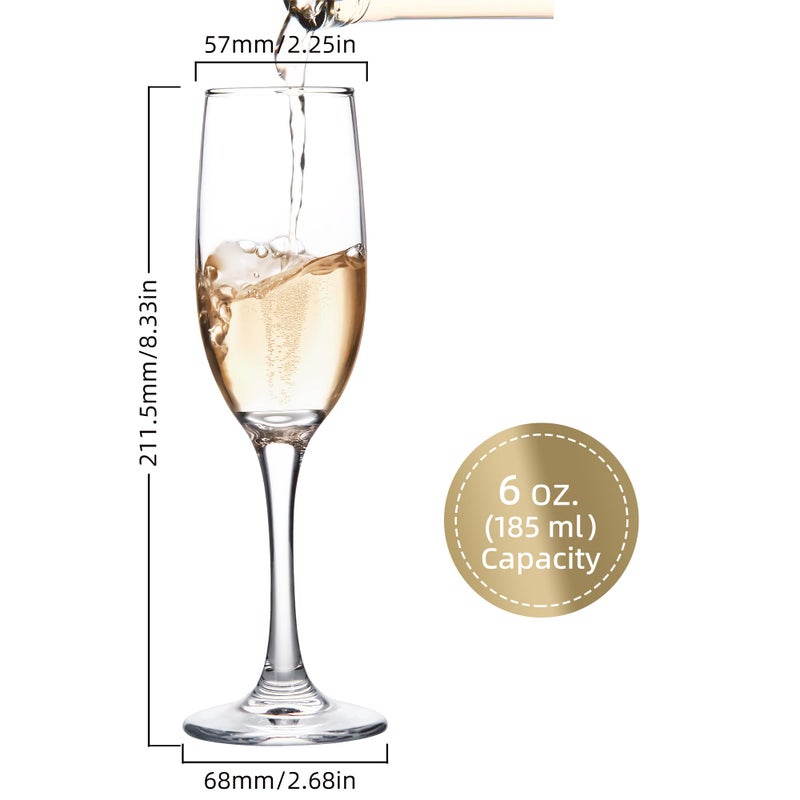 UMEIED Set of 16 Champagne Glasses, Champagne Flutes with Classic Shape, Long stem Sparkling Wine glasses for Wedding, Restaurant, Bar, Wine Toasting, Clear - Image 2