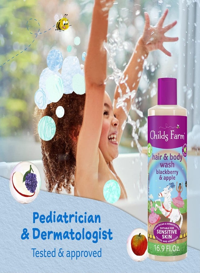 Childs Farm فارم الأطفال، غسول شعر وجسم للأطفال للبشرة الجافة والحساسة، توت العليق والتفاح العضوي، ينظف بلطف، نباتي، خالي من التجارب على الحيوانات، 16.9 أونصة سائلة - Image 3