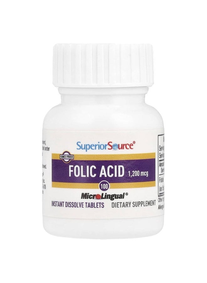 Superior Source Superior Source, Folic Acid, 1,200 mcg, 100 MicroLingual® Instant Dissolve Tablets  - Image 3