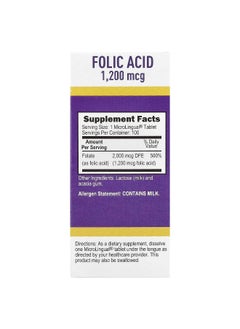 Superior Source Superior Source, Folic Acid, 1,200 mcg, 100 MicroLingual® Instant Dissolve Tablets  - Image 2