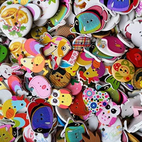 Chenkou Craft Assorted 100pcs Mix Sizes Styles Colors Wood Buttons Craft Sewing Buttons - Image 2