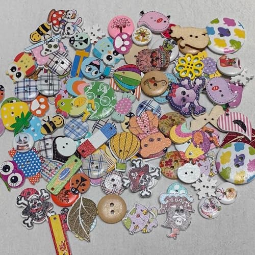 Chenkou Craft Assorted 100pcs Mix Sizes Styles Colors Wood Buttons Craft Sewing Buttons - Image 5