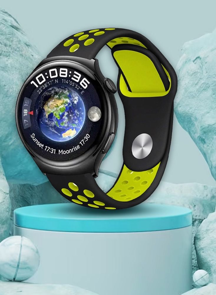 CATANES 22mm NIKE Watch Sport Band Compatible With Huawei 4 4 Pro Black Yellow - Image 4
