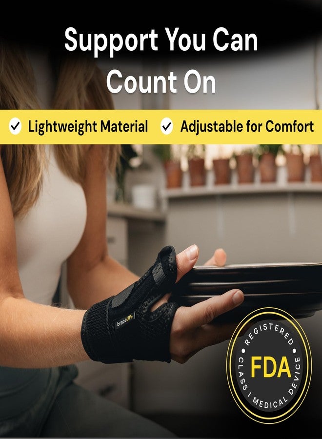 دعامة إبهام BraceUP Thumb Spica Splint لليد اليمنى واليسرى للنساء والرجال، CMC مع دعم للإبهام، لعلاج التهاب المفاصل والتهاب الأوتار وتخفيف آلام متلازمة النفق الرسغي والتواء الإبهام (أسود) - Image 3