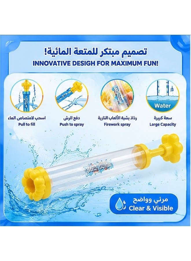 Joudiplay 4-Piece Firework-Shaped Pull-Out Water Gun Toys (Blue, Purple, Pink & Yellow) – Outdoor Parent-Child Pool Games, Beach Parties & Summer Water Fun Activities - Image 5