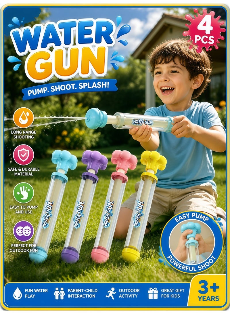 Joudiplay 4-Piece Firework-Shaped Pull-Out Water Gun Toys (Blue, Purple, Pink & Yellow) – Outdoor Parent-Child Pool Games, Beach Parties & Summer Water Fun Activities - Image 1