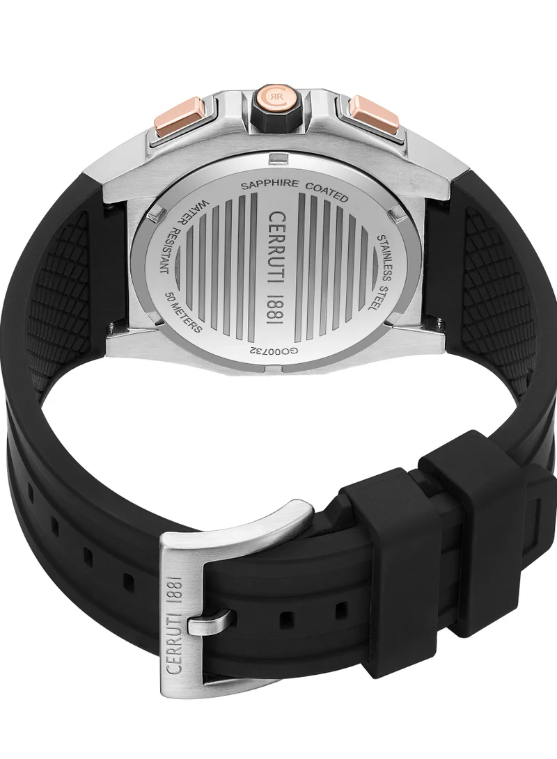 شيروتي 1881 Men's Cerruti 1881 Arezzo Chronograph Watch for Men - Guilloche Matte Black Dial, Black Silicon Strap