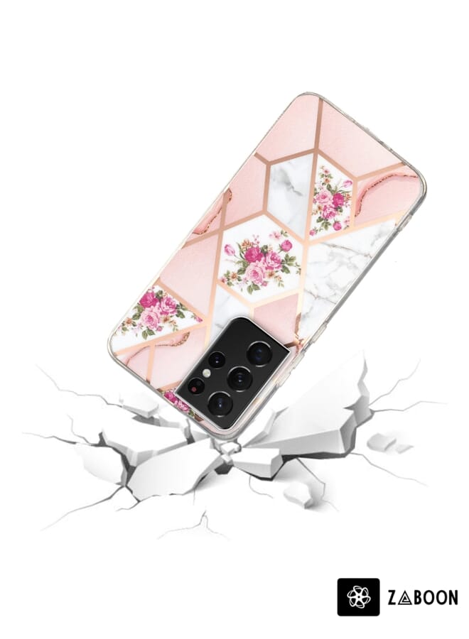 Zaboon Protective Case Cover For Samsung Galaxy S21 Ultra 5G Electroplated Marble Pattern TPU - Image 4