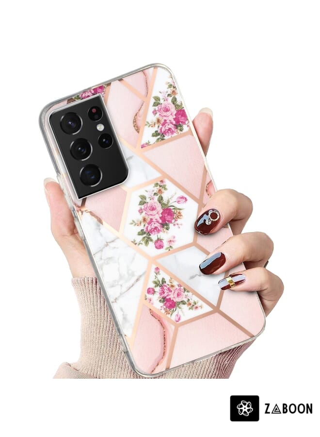 Zaboon Protective Case Cover For Samsung Galaxy S21 Ultra 5G Electroplated Marble Pattern TPU - Image 5