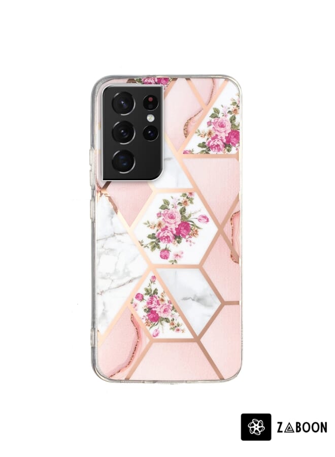 Zaboon Protective Case Cover For Samsung Galaxy S21 Ultra 5G Electroplated Marble Pattern TPU - Image 2
