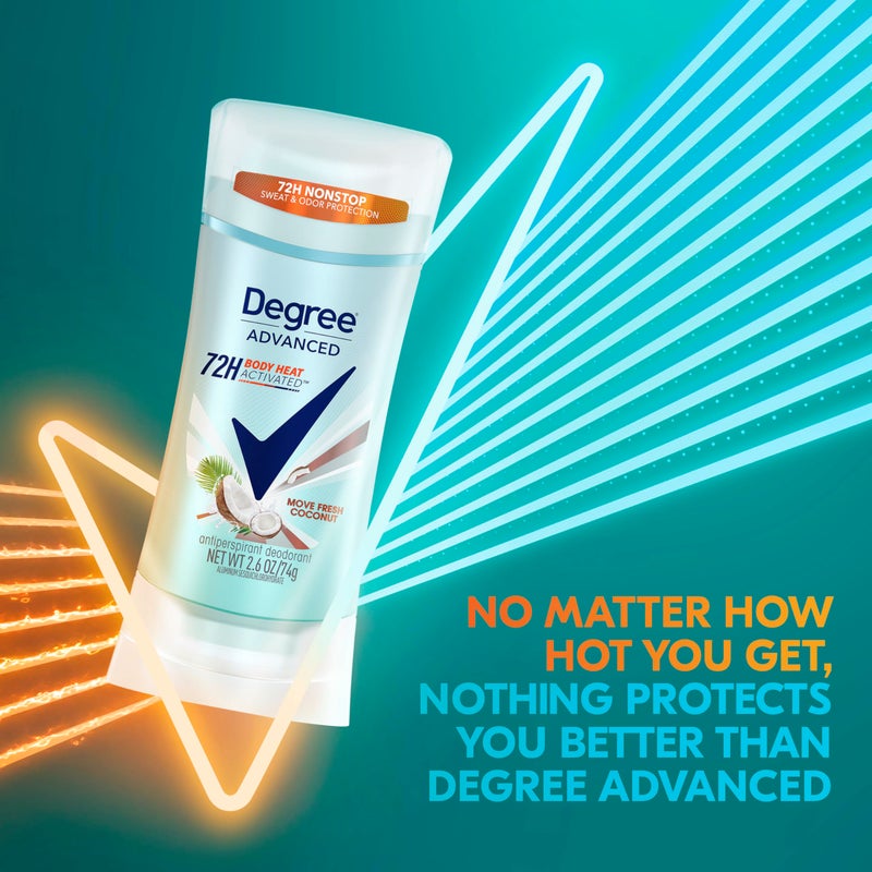 Degree Advanced Antiperspirant Deodorant Move Fresh Coconut 4 Count 72-Hour Sweat & Odor Protection Antiperspirant for Women with MotionSense Technology 2.6 oz - Image 2