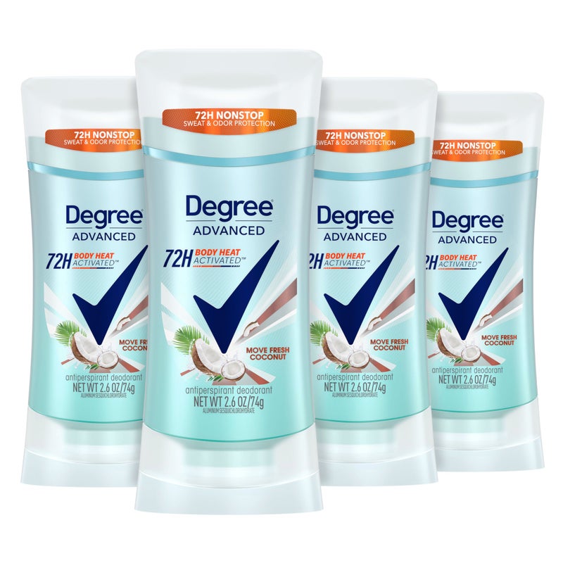 Degree Advanced Antiperspirant Deodorant Move Fresh Coconut 4 Count 72-Hour Sweat & Odor Protection Antiperspirant for Women with MotionSense Technology 2.6 oz - Image 1