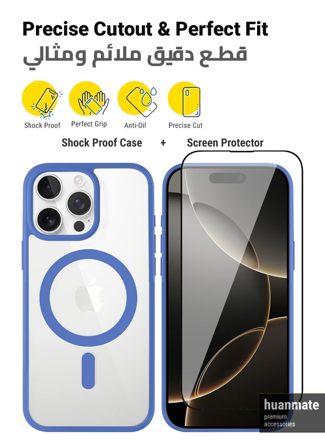 huanmate - 2 in 1 Apple iPhone 16 Pro Max Magsafe Protection Pack - Ultra Clear Shockproof Case & Edge-to-Edge Screen Protector, 360 Degree Protection, Back Cover & Screen Protector for Apple iPhone 16 Pro Max - Image 1