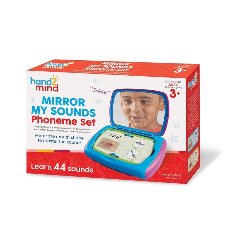 hand2mind Mirror My Sounds Phoneme Set, Phonemic Awareness, Phonics Games, Letter Sounds, Phonics Flash Cards, Speech Therapy Materials, Phonics for Kindergarten, Toys That Help with Speech - Image 1