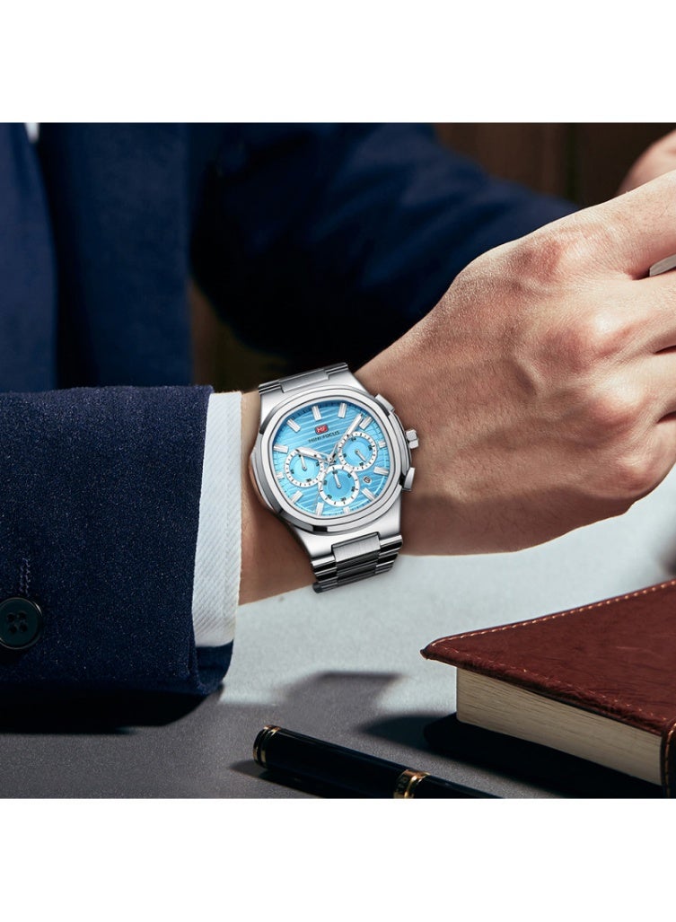 ميني فوكاس ساعة ميني فوكس MF0610G.04 للرجال - علبة فضية ومينا أزرق جليدي - Image 4