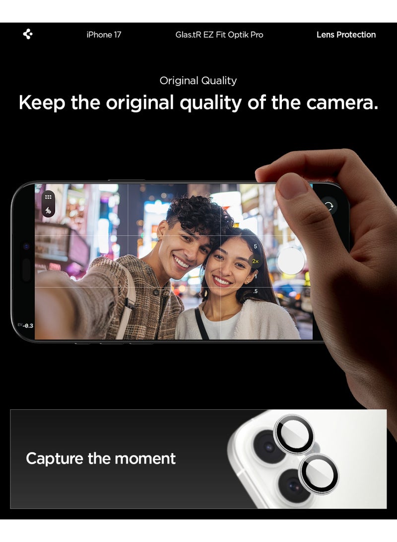 Spigen Camera Lens Protector [2 Pack] for iPhone 17 | iPhone 16 Plus | iPhone 16 GLAStR EZ-Fit Optik Pro  - Silver - Image 3