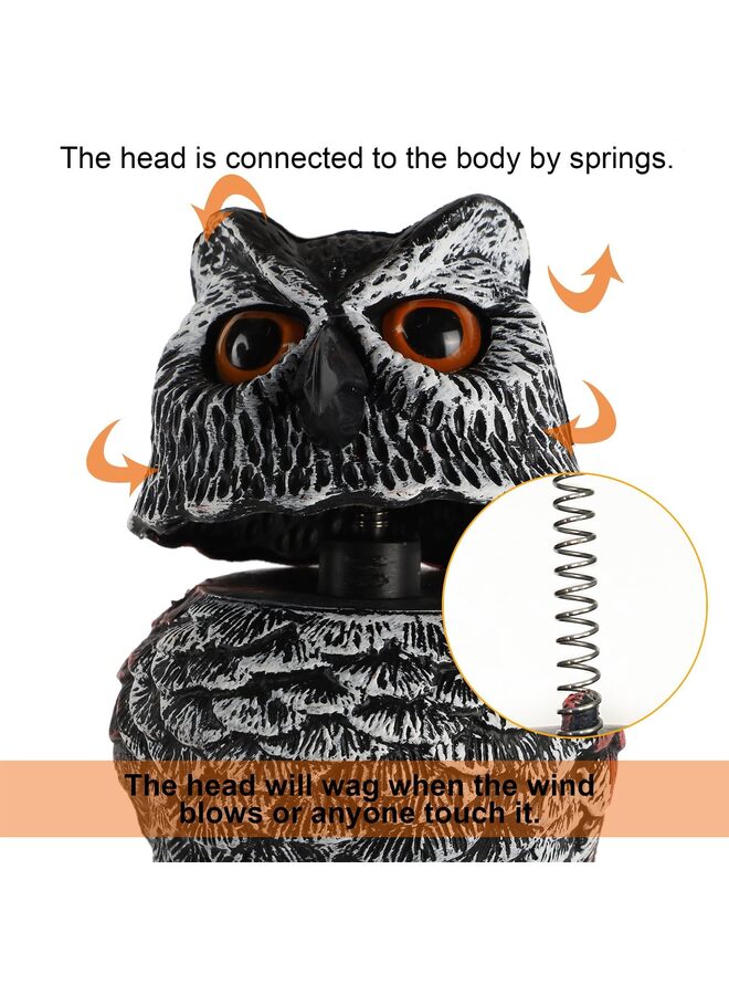 LAMAY 2 PCS Fake Owl Decoy to Scare Birds Away, 10.6 inch Wagging Head Plastic Owl Scarecrow Bird Deterrents, Owl Statue Nature Enemy Horned Pest Repellent for Outdoor Garden Yard - Image 2