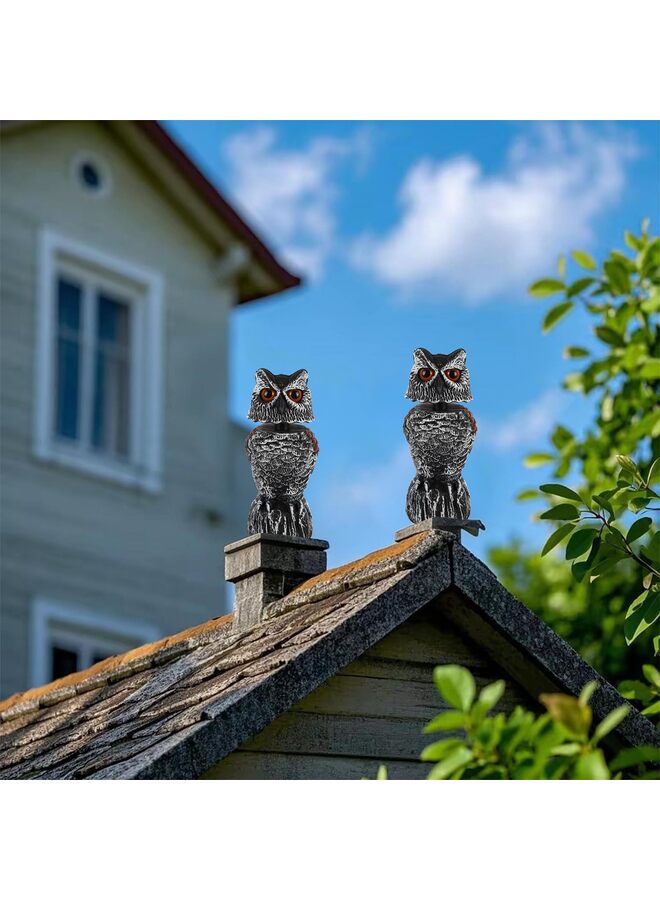 LAMAY 2 PCS Fake Owl Decoy to Scare Birds Away, 10.6 inch Wagging Head Plastic Owl Scarecrow Bird Deterrents, Owl Statue Nature Enemy Horned Pest Repellent for Outdoor Garden Yard - Image 4
