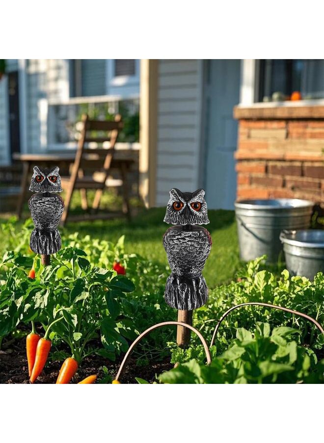 LAMAY 2 PCS Fake Owl Decoy to Scare Birds Away, 10.6 inch Wagging Head Plastic Owl Scarecrow Bird Deterrents, Owl Statue Nature Enemy Horned Pest Repellent for Outdoor Garden Yard - Image 5