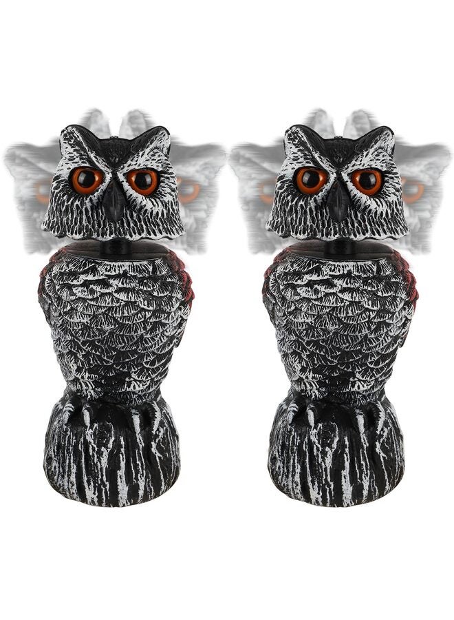 LAMAY 2 PCS Fake Owl Decoy to Scare Birds Away, 10.6 inch Wagging Head Plastic Owl Scarecrow Bird Deterrents, Owl Statue Nature Enemy Horned Pest Repellent for Outdoor Garden Yard - Image 1