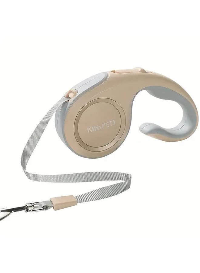 Snow Mountain White 3m Automatic Retractable Pet Leash Upgraded Nylon PP Material Non Slip Grip One Touch Lock System Escape Proof Design Suitable for Small to Medium Dogs Easy to Carry for Daily Outdoor Walks and Travel Adventures - Image 3