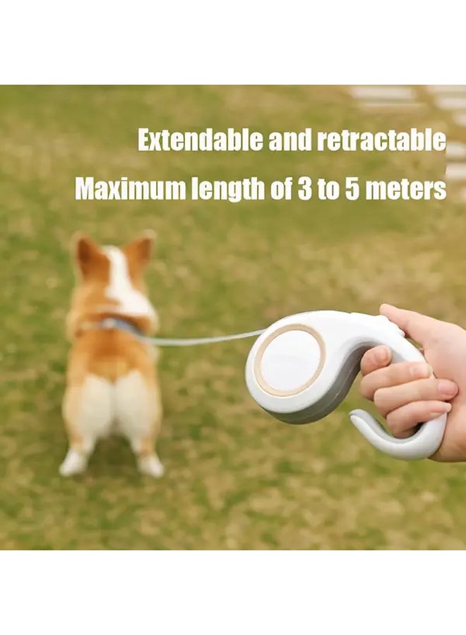 Snow Mountain White 3m Automatic Retractable Pet Leash Upgraded Nylon PP Material Non Slip Grip One Touch Lock System Escape Proof Design Suitable for Small to Medium Dogs Easy to Carry for Daily Outdoor Walks and Travel Adventures - Image 4