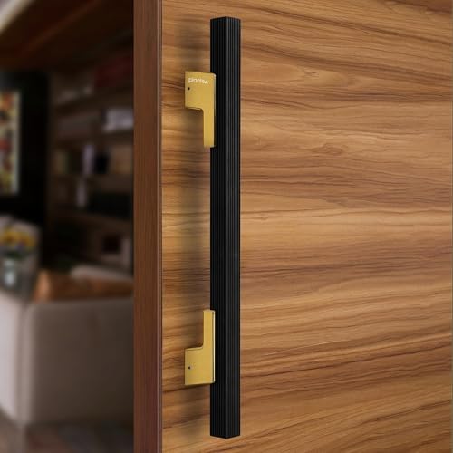 Plantex Door Handle/17 Inch Main Door Handle/Handle for Wooden Door/Pull-Push Door Handle/Door Accessories (Pack of 1, Black, Gold) - Image 1