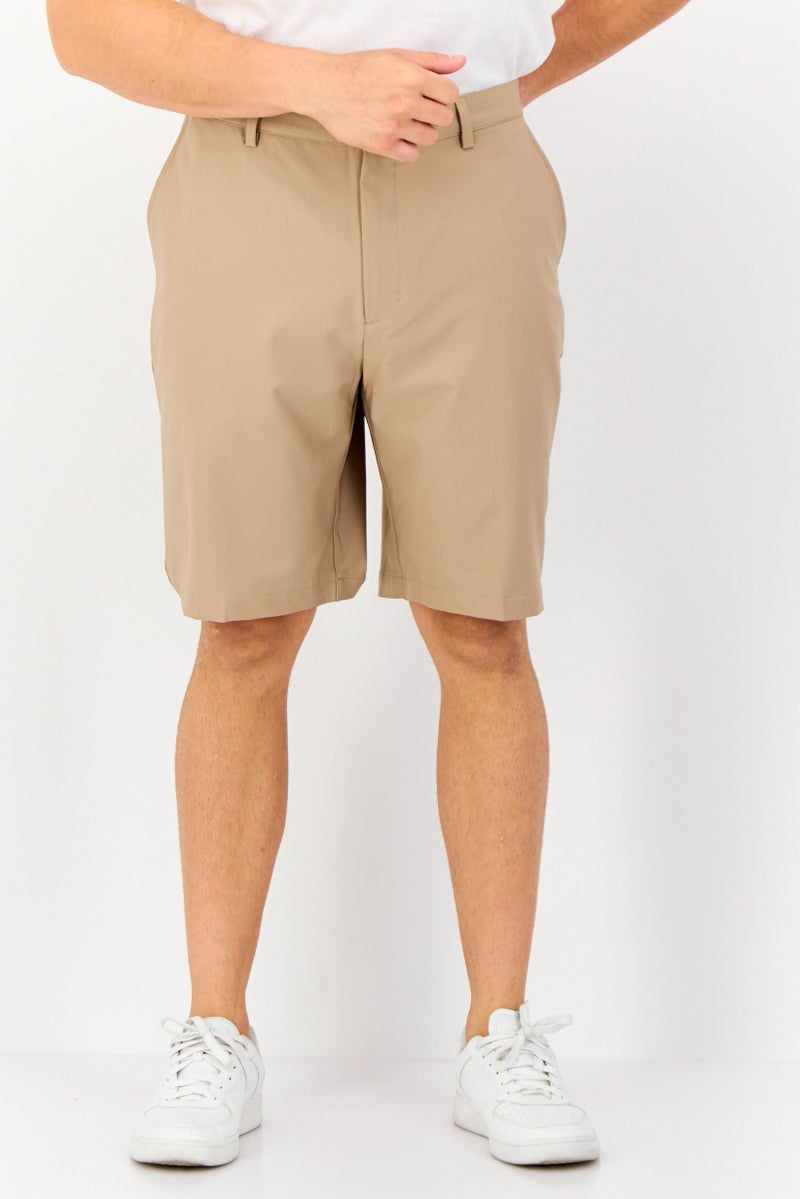 Greg Norman Men Solid Chino Shorts, Tan - Image 1