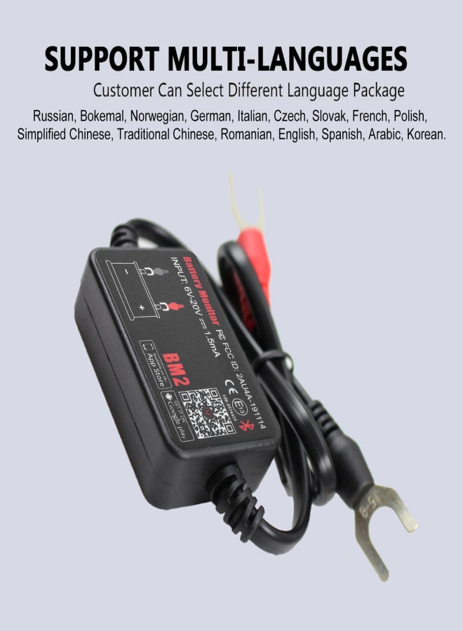 BLE Battery Monitor BM2 for Car 12V Battery Tester with Bluetooth Battery Sense Tester Battery Load Tester for Motorcycles/Boats/Cars/Trucks - Image 5