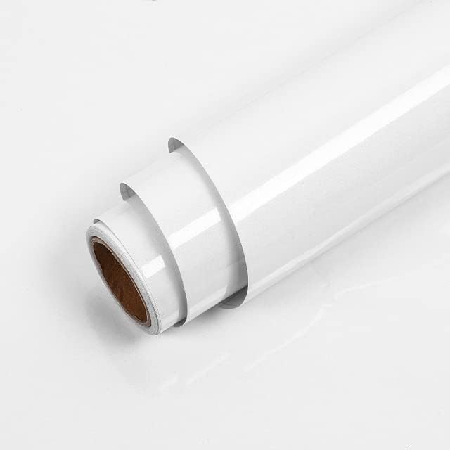 ERATO Glossy Wallpaper Peel & Stick Vinyl Contact Paper Self Adhesive Wallpaper for Kitchen Cabinets Furniture Countertop Removable Waterproof Wallpaper (White Glossy, 2 Feet x 10 Feet) - Image 1