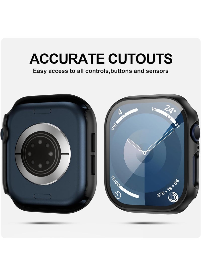 Aookay - [2 Pack] Case for Apple Watch Series 10/X 46mm Screen Protector, Hard PC Case with Tempered Glass Screen Protector Bubble-Free Cover Slim HD Ultra-Thin Bumper For Apple Watch 10/X 46mm (Black) - Image 1