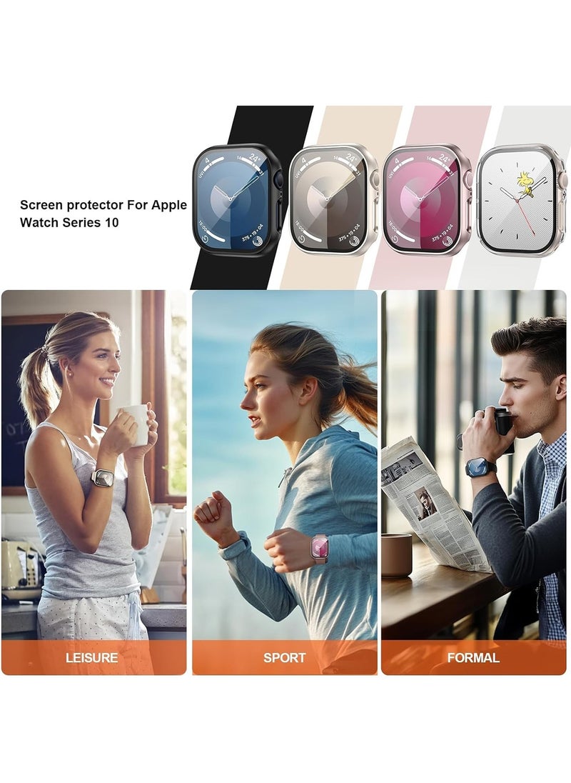 Aookay - [2 Pack] Case for Apple Watch Series 10/X 46mm Screen Protector, Hard PC Case with Tempered Glass Screen Protector Bubble-Free Cover Slim HD Ultra-Thin Bumper For Apple Watch 10/X 46mm (Black) - Image 1