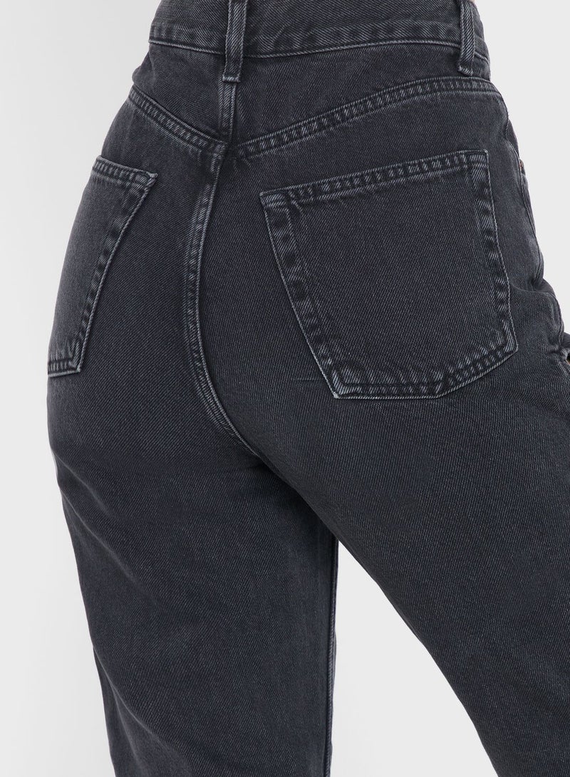 توب شوب جينز بقصة مستقيمة و بخصر عالي - Image 4