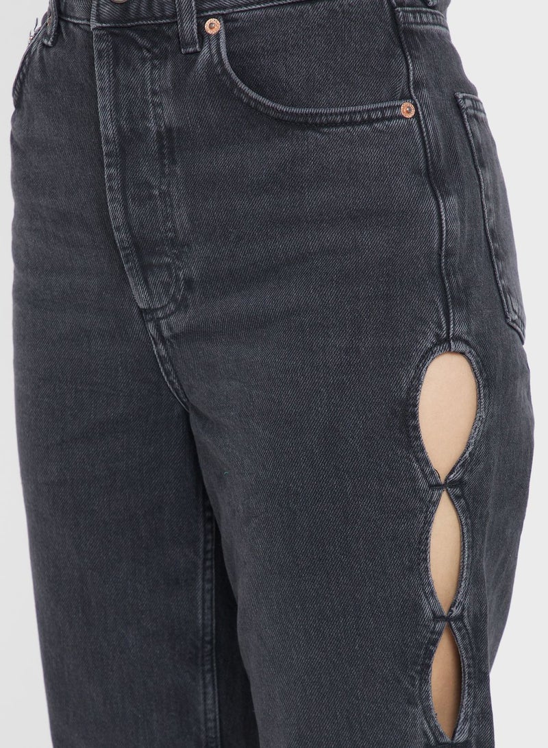 توب شوب جينز بقصة مستقيمة و بخصر عالي - Image 3