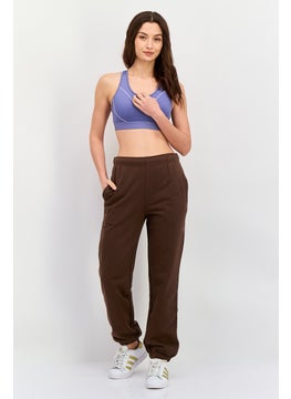 NIA Women Regular Fit Drawstring Plain Sweatpants, Brown  - Image 3