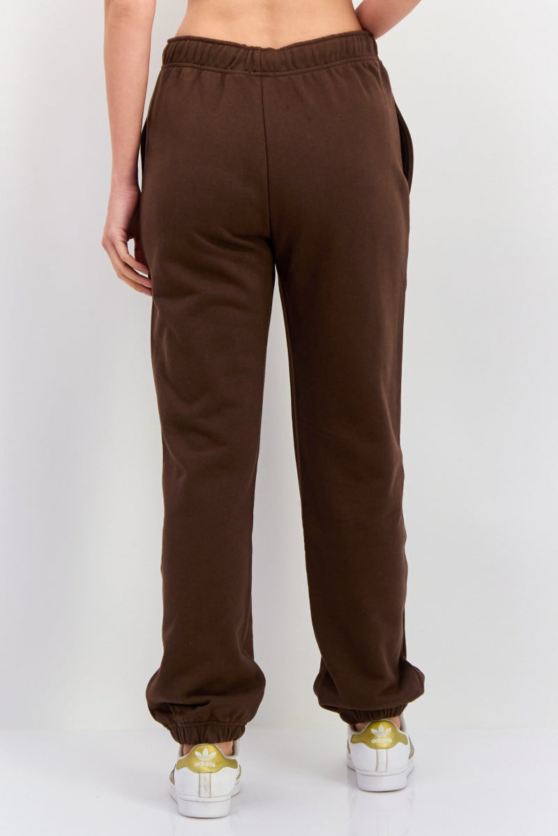 NIA Women Regular Fit Drawstring Plain Sweatpants, Brown - Image 2