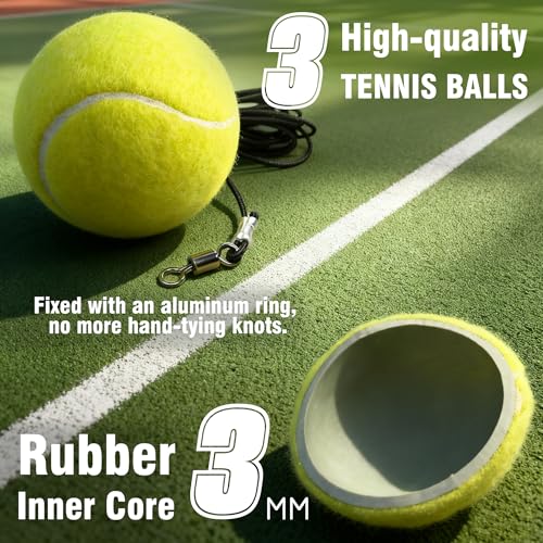 VAIIO Professional Tennis Trainer - Full Metal Portable Solo Rebounder with 3 High-Elastic String Balls, Ideal for Adults, Kids, Beginners & Advanced Players - Image 4