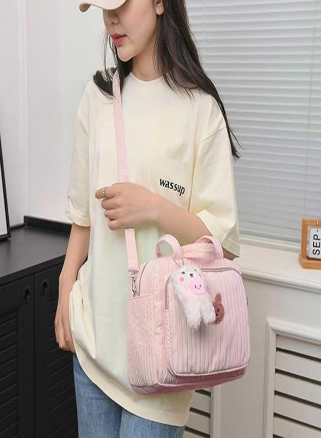 DOOKOO Diaper Bag Tote for Baby Girl Mommy Bag Quilted Cotton Baby Diaper Bag Travel Diaper Multifunction Maternity Bag Travel Storage Bag Diaper Tote Bag without Doll - Image 3