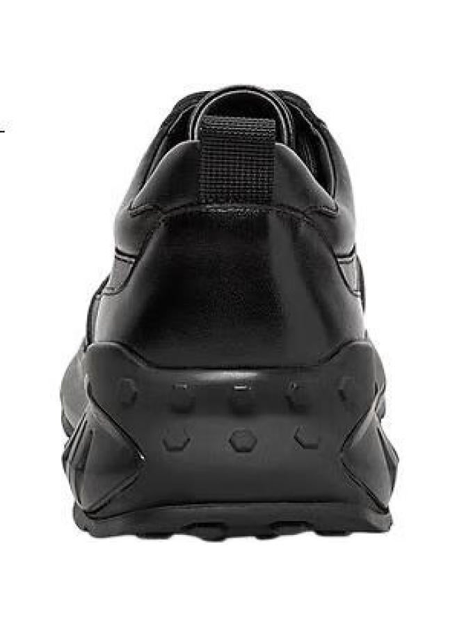 SKAP Men'S Leather Thick-Soled Casual Shoes, Breathable Sports Skateboard Shoes, Black, Size 42 - Image 3