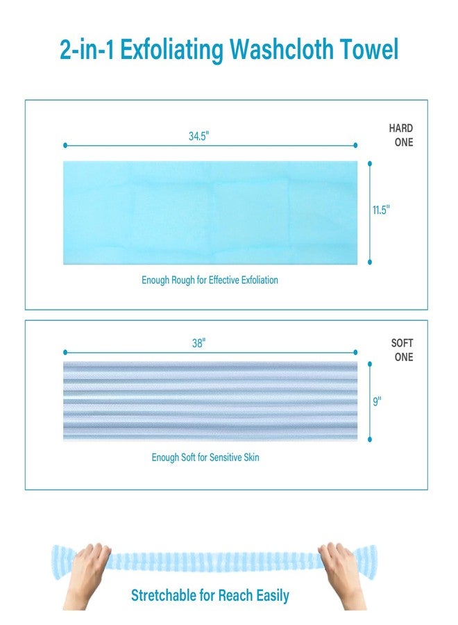 Yiclick 2 Pack Exfoliating Washcloth Towel - Exfoliating Body Scrubber Exfoliator, Loofah Sponge Wash Cloth, Korean & Japanse & African Net Sponge Rag - Back Scrubber Washer (Blue) - Image 5