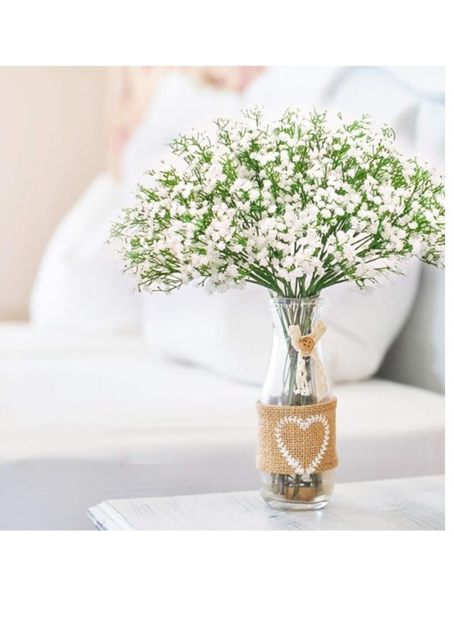 Artificial Flowers Artificial Fall Bouquet For Decoration, Real Touch Silk Flower For Wedding Birthday Party Home Garden Church (White)